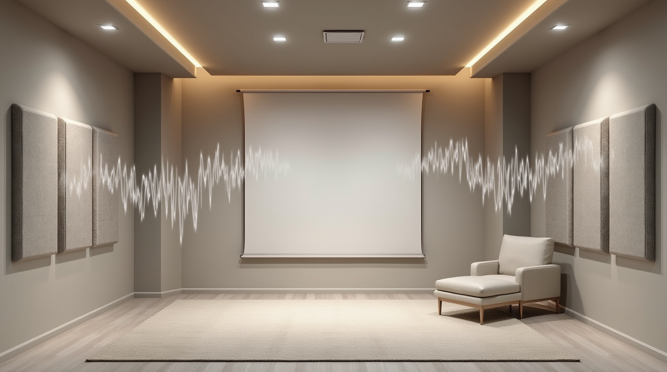a room interior showing proper acoustic panel placement