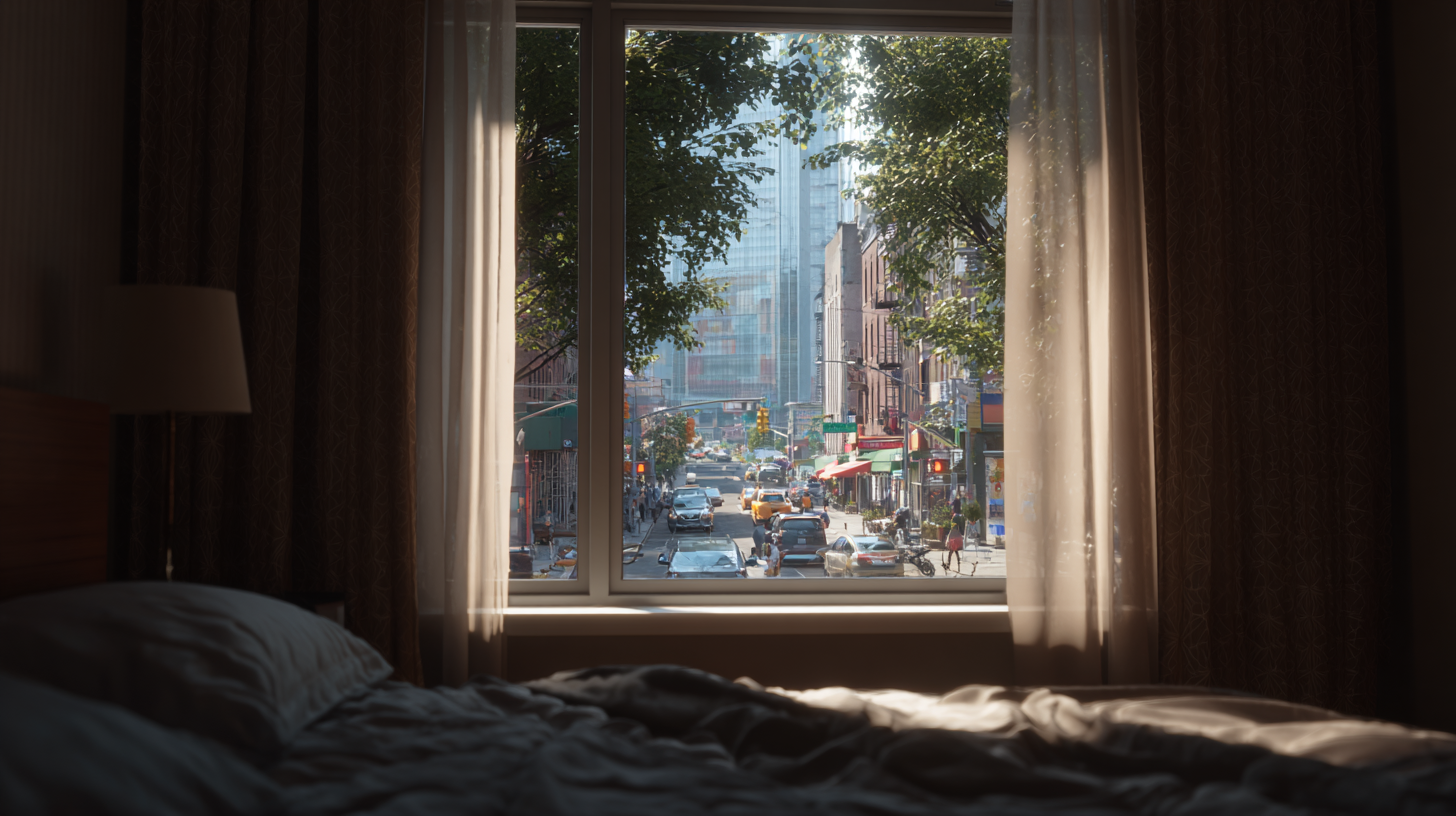 Bedroom window facing a noisy city street