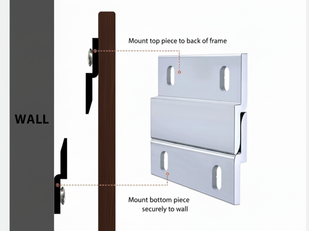 Diagram showing how to mount wall panels using Z-clips