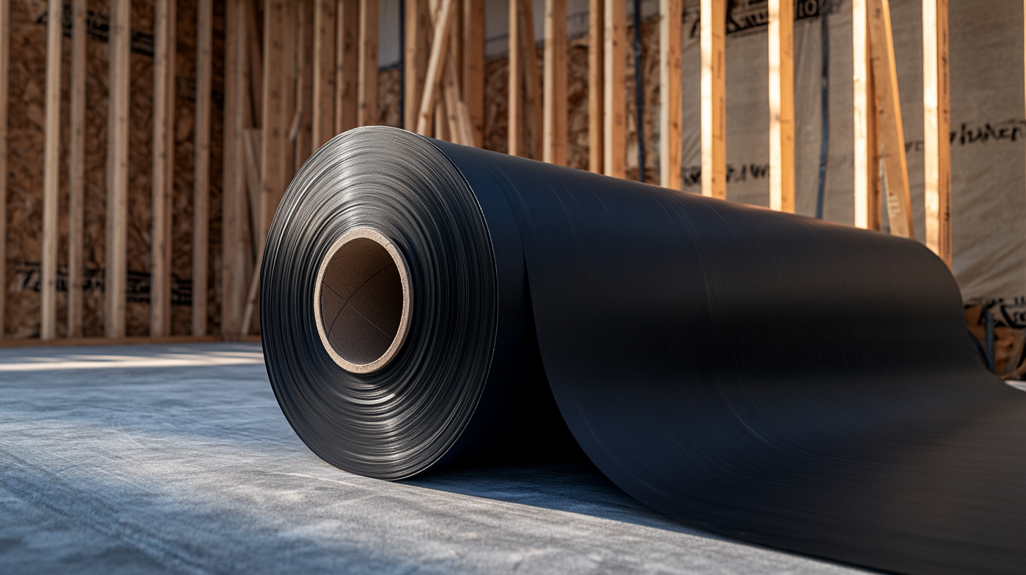 Large roll of mass-loaded vinyl on the floor of a framed interior