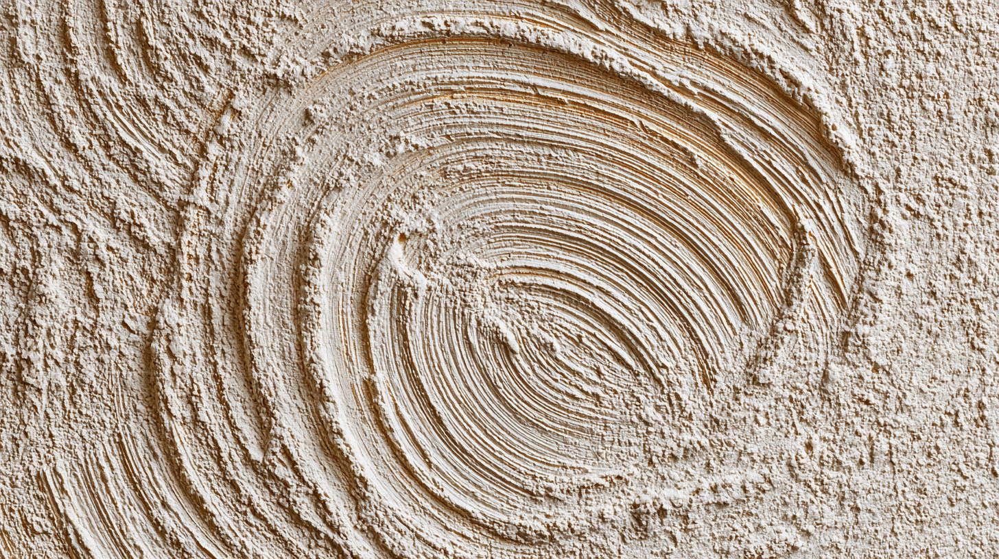 sand swirl drywall texture with overlapping circular brush strokes, subtle sand mixture