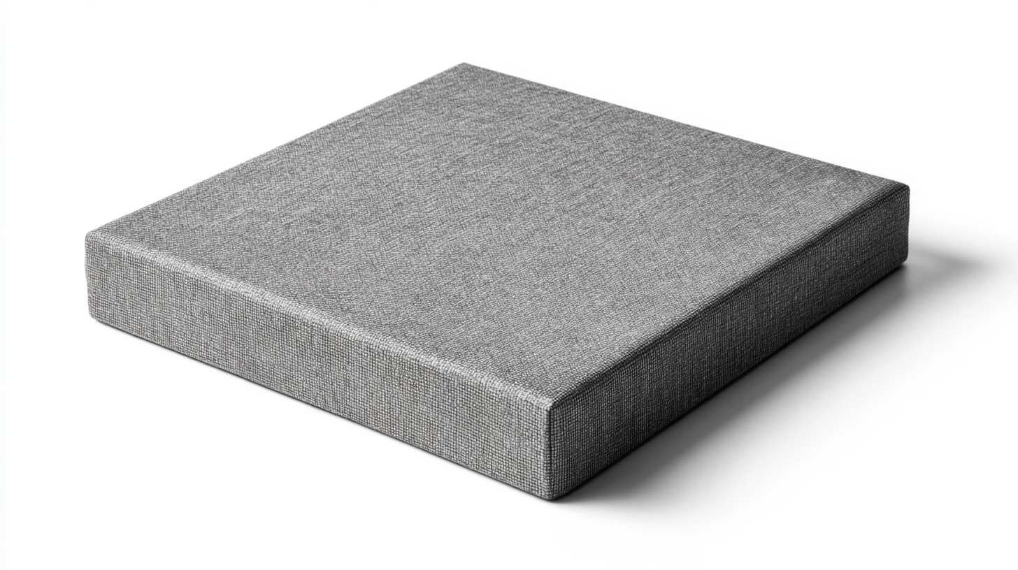 Gray fabric-wrapped acoustic panel on white background