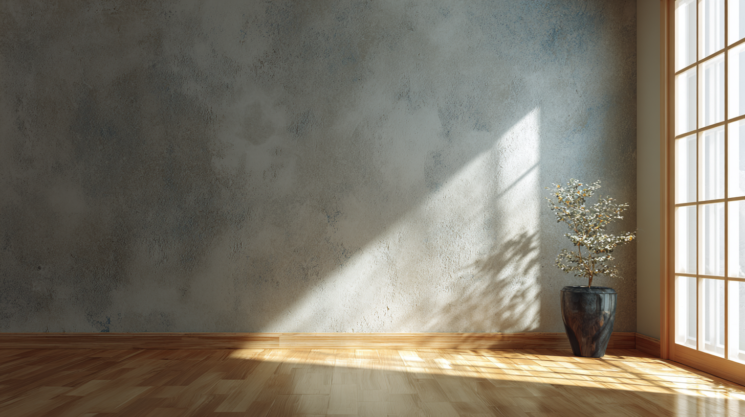 smooth drywall wall texture in a minimalist modern living room