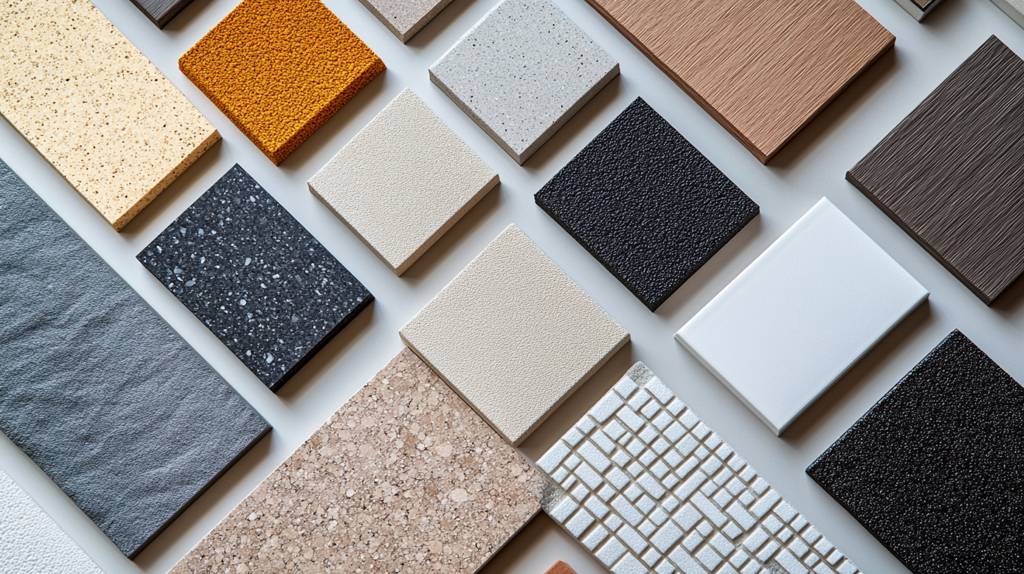 Top-down view of a table with different acoustic tiles