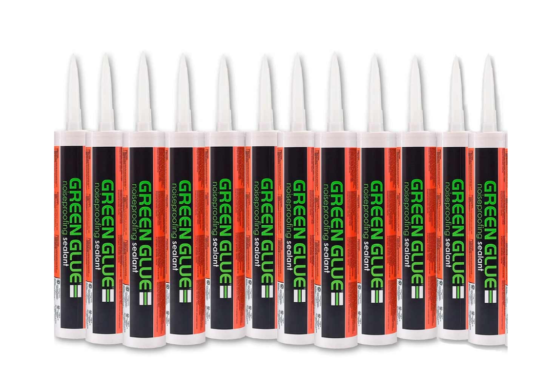 Green Glue Noiseproofing Sealant tubes in bulk pack of 12 caulking gun cartridges